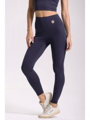 Onamaste Legginsy sportowe "Deb" w kolorze granatowym rozmiar: S/M. Niebieskie legginsy Onamaste, m, bez wzorów, z materiału, z podwyższonym stanem, outdoorowe. Za 119.45 zł.