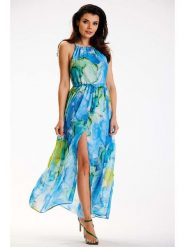 Awama Sukienka ze wzorem rozmiar: L/XL. Sukienki Awama, l, bez wzorów, bez kołnierzyka, bez ramiączek, maxi. Za 184.89 zł.