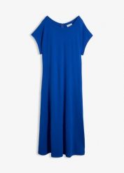 Sukienka midi z miękkiej mieszanki wiskozy. Niebieskie sukienki bonprix, bez wzorów, z wiskozy, bez kołnierzyka, bez ramiączek, midi. Za 142.99 zł.