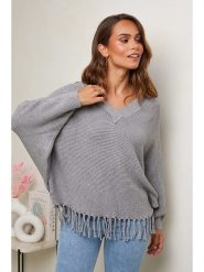Soft Cashmere Sweter w kolorze szarym rozmiar: 34/36. Szare swetry Soft Cashmere, bez wzorów, ze splotem, bez ramiączek. Za 170.47 zł.