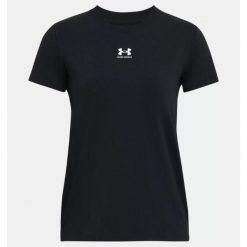 Koszulka damska Under Armour Rival Core SS. Czarne koszulki sportowe Under Armour, bez wzorów, bez ramiączek. Za 90.99 zł.