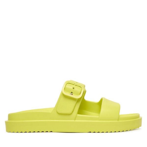 Klapki Tommy Hilfiger. Żółte klapki TOMMY HILFIGER, bez wzorów, bez obcasa. Za 209.99 zł.