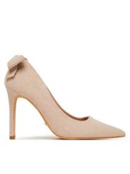 DeeZee Szpilki HD230755 Beżowy. Brązowe szpilki DeeZee, bez wzorów, z materiału, bez obcasa, na szpilce, bez zapięcia. Za 129.99 zł.