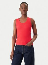 Tommy Jeans Top Essential DW0DW20673 Czerwony Slim Fit. Czerwone topy Tommy Jeans, s, bez wzorów, z bawełny, bez kołnierzyka, bez ramiączek. Za 129.99 zł.