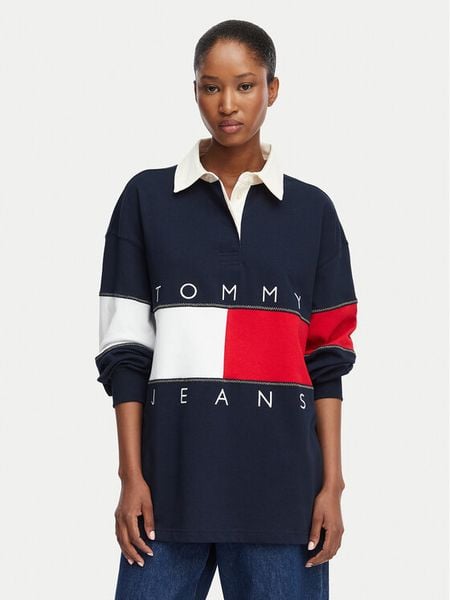 Tommy Jeans Bluza Tjw Ovs DW0DW22827 Granatowy Oversize. Niebieskie bluzy Tommy Jeans, l, bez wzorów, z bawełny, bez kaptura. Za 383.99 zł.