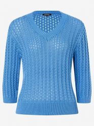 More & More Sweter w kolorze niebieskim rozmiar: 46. Niebieskie swetry More & More, bez wzorów, z bawełny, bez ramiączek. Za 140.53 zł.
