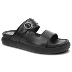 Czarne Klapki Chebello Wygodne Skórzane Buty. Czarne klapki CheBello, bez wzorów, ze skóry, bez obcasa. Za 309.00 zł.
