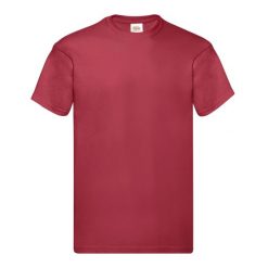 Oryginalna Bawełniana Koszulka Unisex Dla Dorosłych. Czerwone bluzki FRUIT OF THE LOOM, s, bez wzorów, z bawełny, sportowe, bez kołnierzyka, bez ramiączek. Za 33.99 zł.