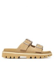 Tommy Jeans Klapki Tjw Double Strap Sandal Suede EN0EN02797 Brązowy. Brązowe klapki Tommy Jeans, bez wzorów, z jeansu, bez obcasa. Za 259.99 zł.