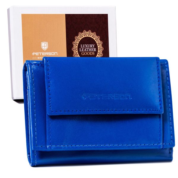 Portfel skórzany Peterson PTN RD-AL5617-MCL niebieski. Niebieskie portfele Peterson, bez wzorów, ze skóry. Za 49.99 zł.
