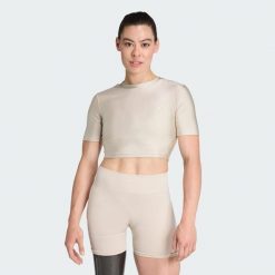 Koszulka Workout Essentials Shine. Brązowe bluzki Adidas, s, bez wzorów, sportowe, bez kołnierzyka, bez ramiączek. Za 179.00 zł.