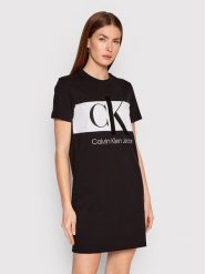Calvin Klein Jeans Sukienka codzienna J20J218862 Czarny Regular Fit. Czarne sukienki Calvin Klein Jeans, na co dzień, s, bez wzorów, z bawełny, bez kołnierzyka, bez ramiączek, proste. Za 189.99 zł.