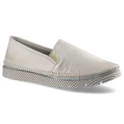 Złote Półbuty Maciejka Damskie Modne Lekkie Buty. Żółte czółenka Maciejka, bez wzorów, ze skóry, bez obcasa, na koturnie, bez zapięcia. Za 288.99 zł.