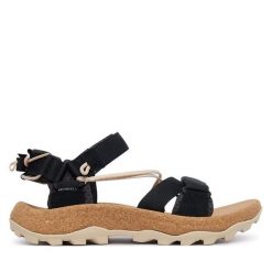 Sandały Merrell. Czarne sandały Merrell, bez wzorów, sportowe, bez obcasa, na płaskiej podeszwie, bez zapięcia. Za 399.99 zł.