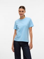 Vero Moda Koszulka w kolorze błękitnym rozmiar: XL. Niebieskie bluzki Vero Moda, xl, bez wzorów, z bawełny, bez kołnierzyka, bez ramiączek. Za 57.47 zł.