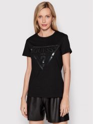 Guess T-Shirt V2YI07 K8HM0 Czarny Regular Fit. Czarne t-shirty Guess, xl, z aplikacjami, z bawełny, bez kołnierzyka, bez ramiączek. Za 139.99 zł.