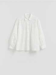 Koszula z ażurowym wzorem - biały. Białe koszule Reserved, l, w ażurowe wzory, z bawełny, bez kołnierzyka, bez ramiączek. Za 139.99 zł.