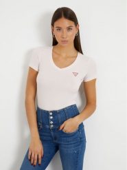 Guess T-Shirt W2YI45 J1314 Różowy Slim Fit. Czerwone t-shirty Guess, s, z aplikacjami, z bawełny, bez kołnierzyka, bez ramiączek. Za 79.99 zł.