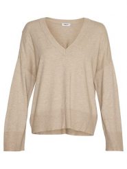 MOSS COPENHAGEN Sweter "Selana Rachelle" w kolorze beżowym rozmiar: L/XL. Brązowe swetry Moss Copenhagen, l, bez wzorów, z wiskozy, bez ramiączek. Za 136.45 zł.
