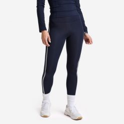 Legginsy fitness damskie Domyos. Niebieskie legginsy DOMYOS, l, bez wzorów, z elastanu. Za 129.99 zł.
