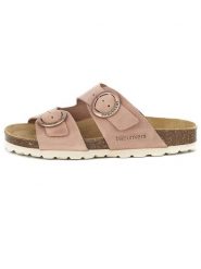 BABUNKERS Family Skórzane klapki w kolorze jasnoróżowym rozmiar: 36. Różowe klapki BABUNKERS Family, bez wzorów, z otwartym noskiem, bez obcasa. Za 165.99 zł.