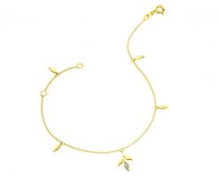 Bransoletka z żółtego złota z diamentem - liście - 0,004 ct - próba 375. Żółte bransoletki Apart, z diamentem, złote. Za 659.00 zł.