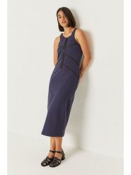 SKFK Sukienka "Dei" w kolorze granatowym rozmiar: 42. Niebieskie sukienki SKFK, bez wzorów, sportowe, bez kołnierzyka, bez ramiączek, maxi, sportowe. Za 295.99 zł.