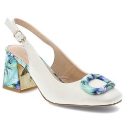 Białe Sandały S.Barski Modne Obuwie Damskie Na Eleganckim Obcasie. Białe sandały S.BARSKI, bez wzorów, eleganckie, bez obcasa, na obcasie, bez zapięcia. Za 279.00 zł.
