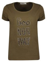 Geographical Norway Koszulka "Joaquina" w kolorze khaki rozmiar: XXL. Brązowe bluzki Geographical Norway, xxl, bez wzorów, bez kołnierzyka, bez ramiączek. Za 39.58 zł.