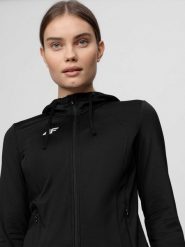 4F Bluza treningowa damska S. Czarne bluzy 4f, s, bez wzorów, z dzianiny, z kapturem. Za 229.99 zł.