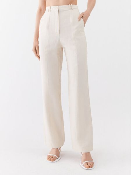 Patrizia Pepe Spodnie materiałowe 2P1491/A052-W347 Écru Straight Fit. Spodnie materiałowe Patrizia Pepe, bez wzorów, z materiału. Za 579.99 zł.