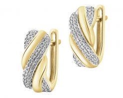 Kolczyki z żółtego złota z brylantami - 0,38 ct - próba 585. Żółte kolczyki Apart, z brylantem, złote. Za 7,490.00 zł.