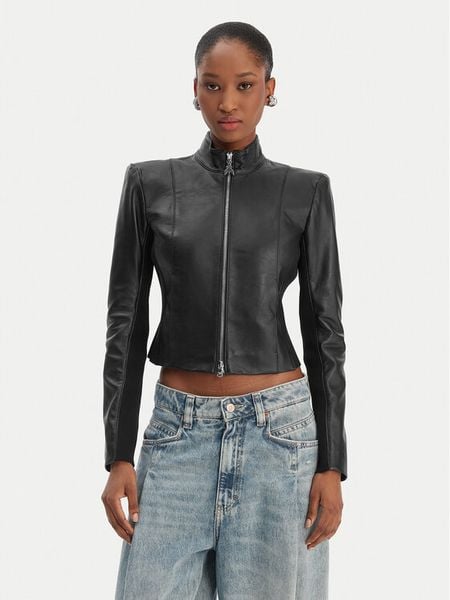 Patrizia Pepe Kurtka skórzana CO0001/L1HZ-K103 Czarny Regular Fit. Czarne kurtki Patrizia Pepe, l, bez wzorów, ze skóry, bez kaptura. Za 3,059.00 zł.