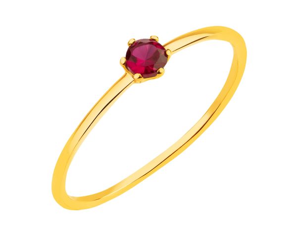 Złoty pierścionek z rubinem syntetycznym. Żółte pierścionki Apart, z rubinem, złote. Za 669.00 zł.