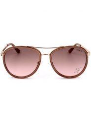 Guess Damskie okulary przeciwsłoneczne w kolorze różowozłoto-jasnoróżowym rozmiar: 57. Czerwone okulary przeciwsłoneczne Guess, z aplikacjami, z tworzywa sztucznego. Za 174.95 zł.
