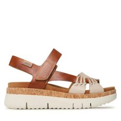 Sandały Pikolinos. Brązowe sandały Pikolinos, bez wzorów, bez obcasa, na koturnie, bez zapięcia. Za 299.99 zł.