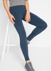 Legginsy termiczne z wygodnym paskiem. Niebieskie legginsy bonprix, bez wzorów. Za 59.99 zł.