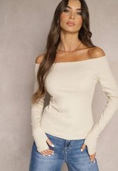 Beżowa Bluzka z Bawełny z Wycięciem na Kciuk Valwiwi. Brązowe bluzki Renee, m, bez wzorów, z bawełny, bez kołnierzyka, bez ramiączek. Za 59.99 zł.