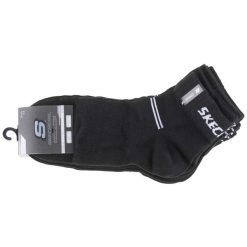 Skarpetki sportowe dla dorosłych 5PPK Wm Mesh Ventilation Quarter Socks. Czarne skarpety Skechers, bez wzorów, z meshu. Za 42.99 zł.
