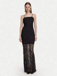 Guess Sukienka wieczorowa W6YK12 K4359 Czarny Slim Fit. Czarne sukienki Guess, l, z aplikacjami, z syntetyku, wizytowe, bez kołnierzyka, bez ramiączek. Za 552.99 zł.