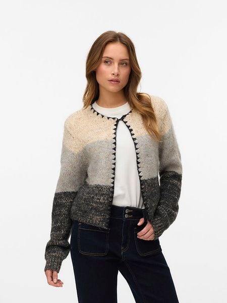 Vero Moda Kardigan w kolorze beżowo-antracytowym rozmiar: XS. Brązowe kardigany Vero Moda, xs, z aplikacjami, z wełny. Za 152.98 zł.