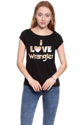 WRANGLER T SHIRT DAMSKI I LOVE TEE BLACK W700LEA01 112130872. Czarne t-shirty Wrangler, xs, bez wzorów, bez kołnierzyka, bez ramiączek. W wyprzedaży za 39.99 zł.