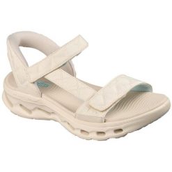 Sandały damskie Skechers Go Walk Glide step 2.0 Sandal. Brązowe sandały Skechers, bez wzorów, z materiału, bez obcasa, bez zapięcia. Za 379.99 zł.