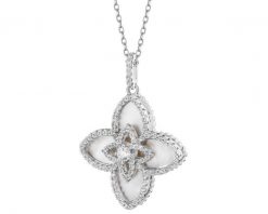 Naszyjnik z mosiądzu rodowany z cyrkoniami i masą perłową. Białe naszyjniki Artelioni, z cyrkonią, z mosiądzu. Za 259.00 zł.