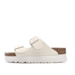 Klapki damskie Birkenstock Arizona Flex. Brązowe klapki Birkenstock, bez wzorów, z materiału, bez obcasa. W wyprzedaży za 376.75 zł.