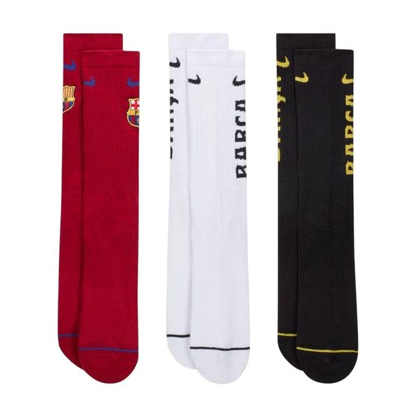 Skarpety Unisex Dla Dorosłych FC Barcelona (zestaw 3 Sztuk). Białe skarpety Nike, bez wzorów. Za 151.99 zł.