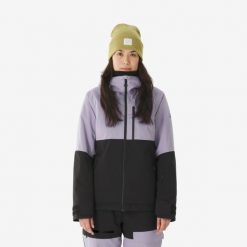 Kurtka narciarska i snowboardowa damska Quechua 500 AM. Czarne kurtki narciarskie WED'ZE, m, bez wzorów, z materiału, bez kaptura, narciarskie. Za 579.99 zł.