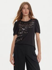 DKNY T-Shirt P4MHTXVW Czarny Regular Fit. Czarne t-shirty DKNY, xs, bez wzorów, z bawełny, bez kołnierzyka, bez ramiączek. Za 199.99 zł.