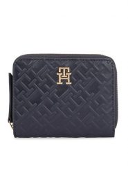 Tommy Hilfiger Mały Portfel Damski Th Refined Med Za Mono AW0AW15755 Granatowy. Niebieskie portfele TOMMY HILFIGER, bez wzorów, ze skóry. Za 179.99 zł.