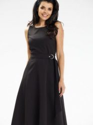 Sukienka Model A633 Black - awama. Czarne sukienki Awama, na spotkanie biznesowe, l, bez wzorów, z elastanu, eleganckie, bez kołnierzyka, plus size, bez ramiączek, midi, dopasowane. Za 274.07 zł.